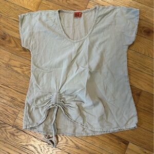 Oh My Gauze Tan Short Sleeve Asymmetrical Top Size 1 S/M